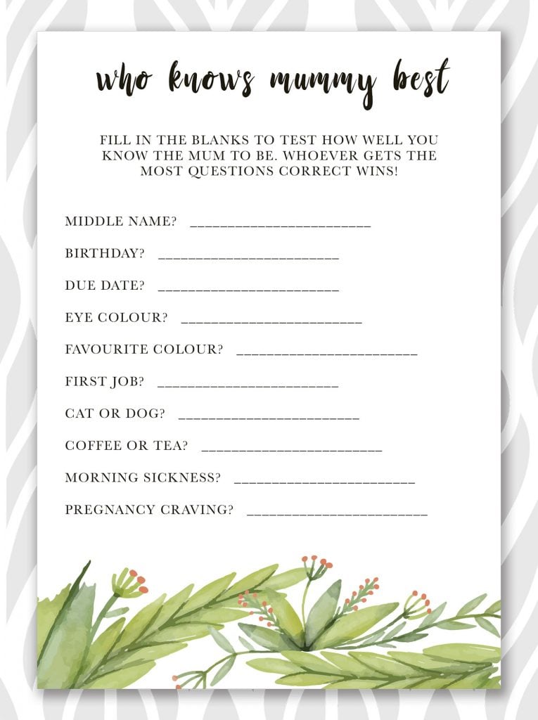 Free Printable Baby Shower Games - ColourPop Studio