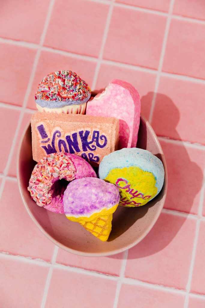 Fun colourful product photography for bath bomb brand exploding indulgence. Styled product images by Megzie Makes.