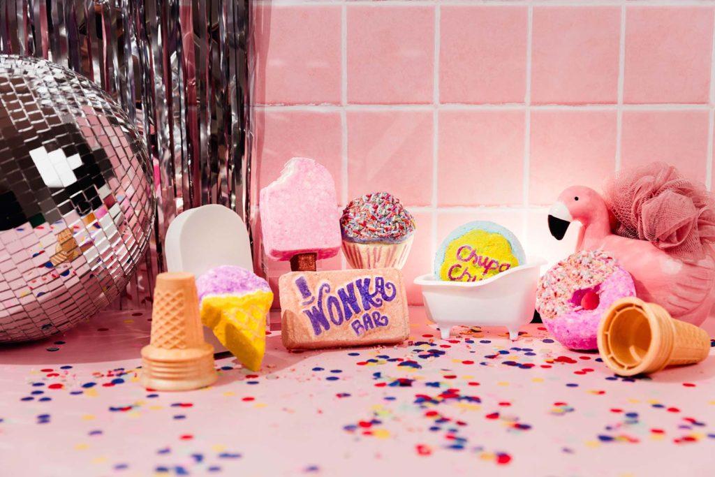 Fun colourful product photography for bath bomb brand exploding indulgence. Styled product images by Megzie Makes.