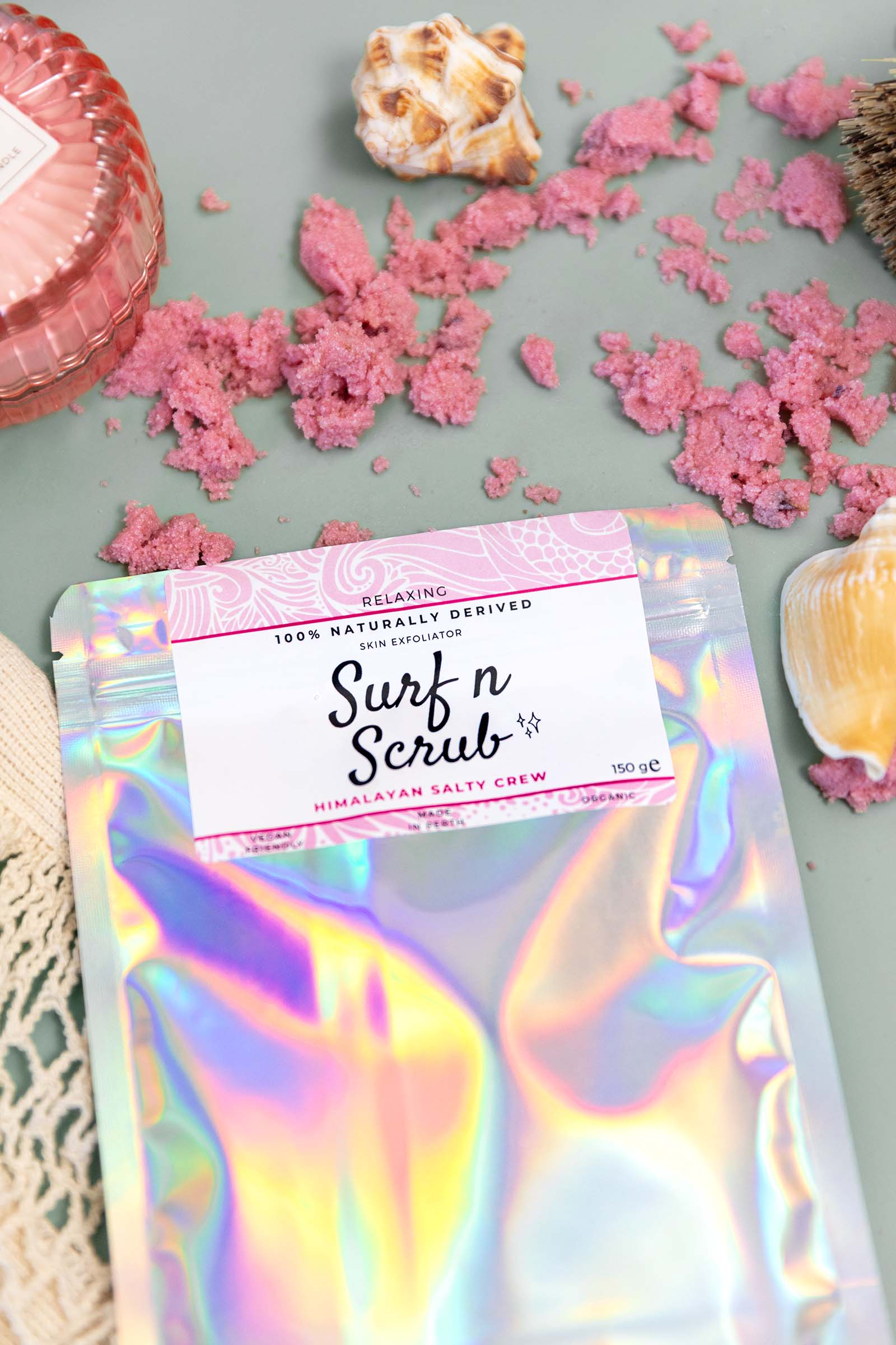 colourful content product photography for surf n scrub. Styled product photography by Megzie Makes 