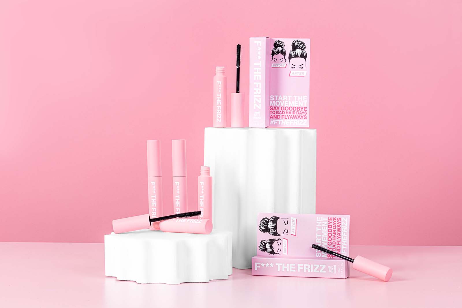 Creative Pink Product Photos for Anit Frizz Hair Wand. Styled content creation by Megzie Makes
