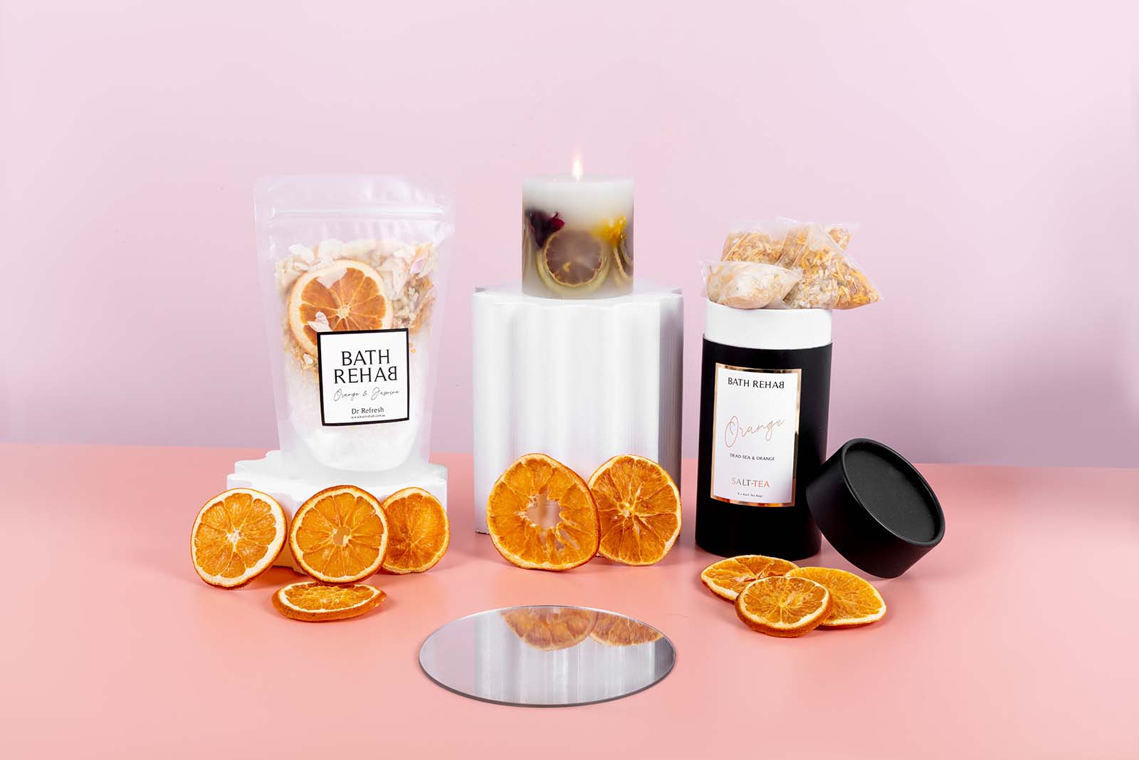 Colorful Styled Images for a Bath Soak Brand Bath Rehab. Styled Product Photography by Megzie Makes