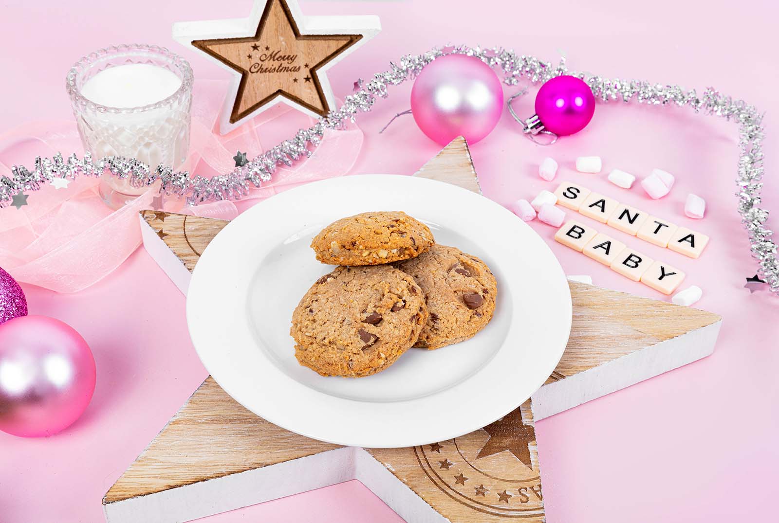 Pink Christmas Images for a Lactation Cookie Brand by Megzie Makes