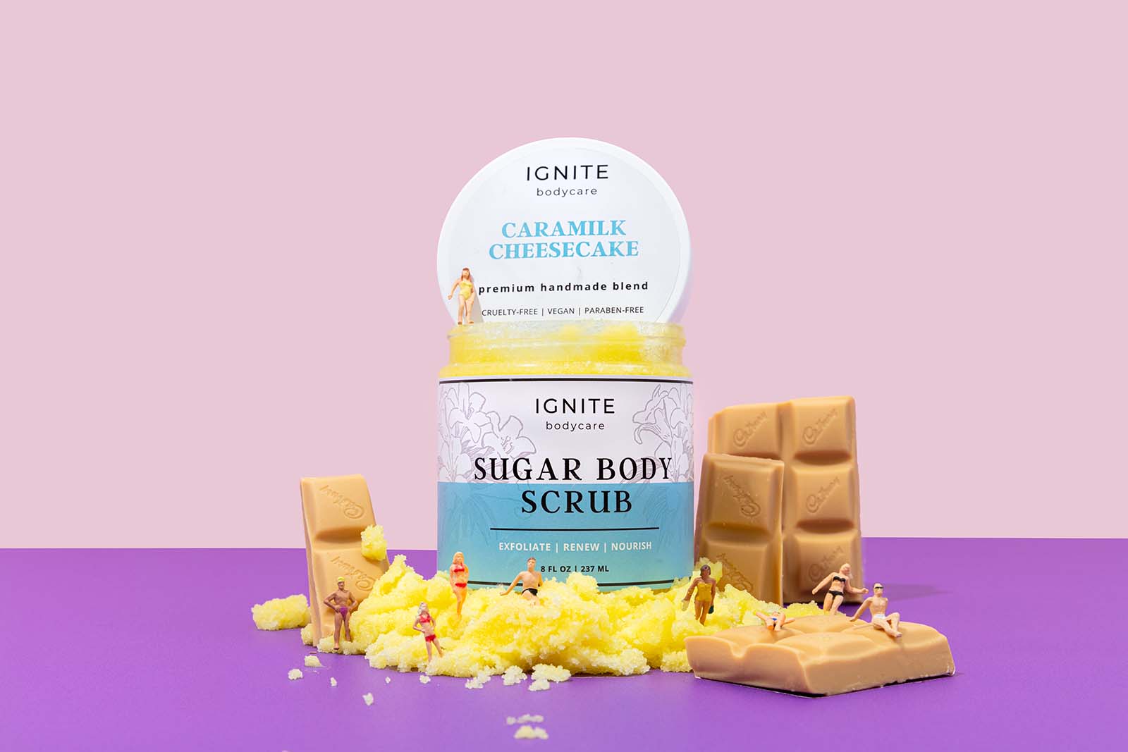 colourful aesthetic product photography for skincare brand ignite bodycare. Product Photography by Colourpop Stuido