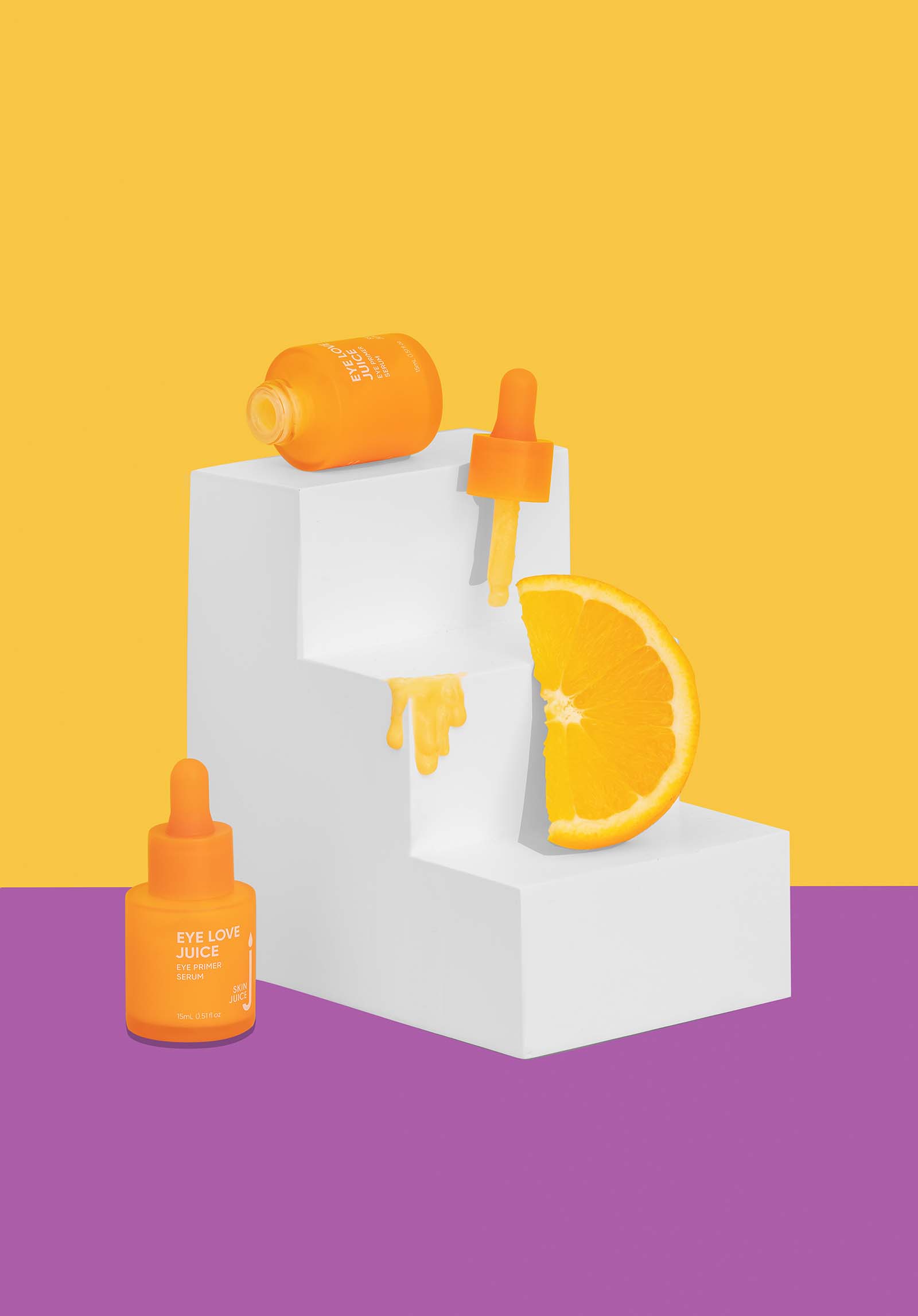 colourful product photography for skincare brand skin juice. Styled product photo by colourpop studio 