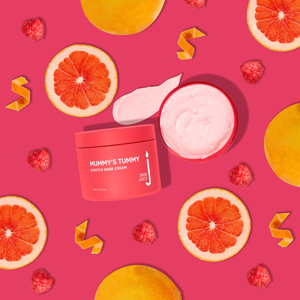 colourful product photography for skincare brand skin juice. Styled product photo by colourpop studio
