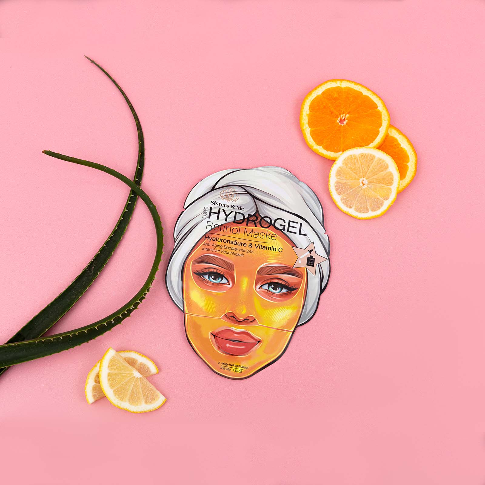 cute pink product photos for face mask brand sisters and me. Styled product stills by colourpop studio