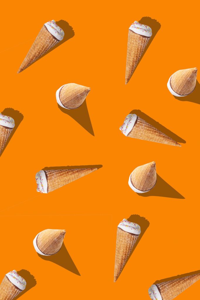 ice cream cone creative food photography. Styled food photo by colourpop studio