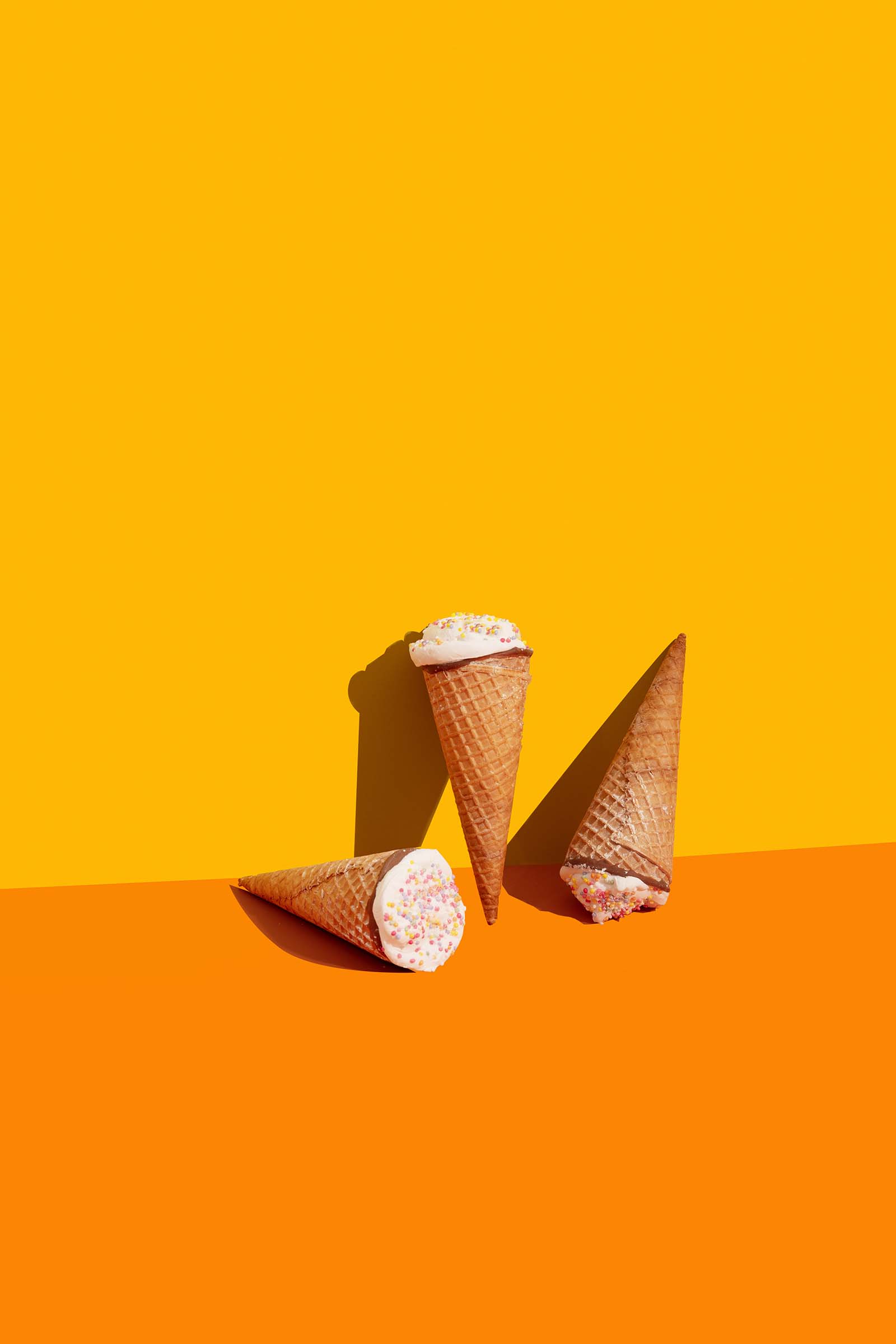 ice cream cone creative food photography. Styled food photo by colourpop studio