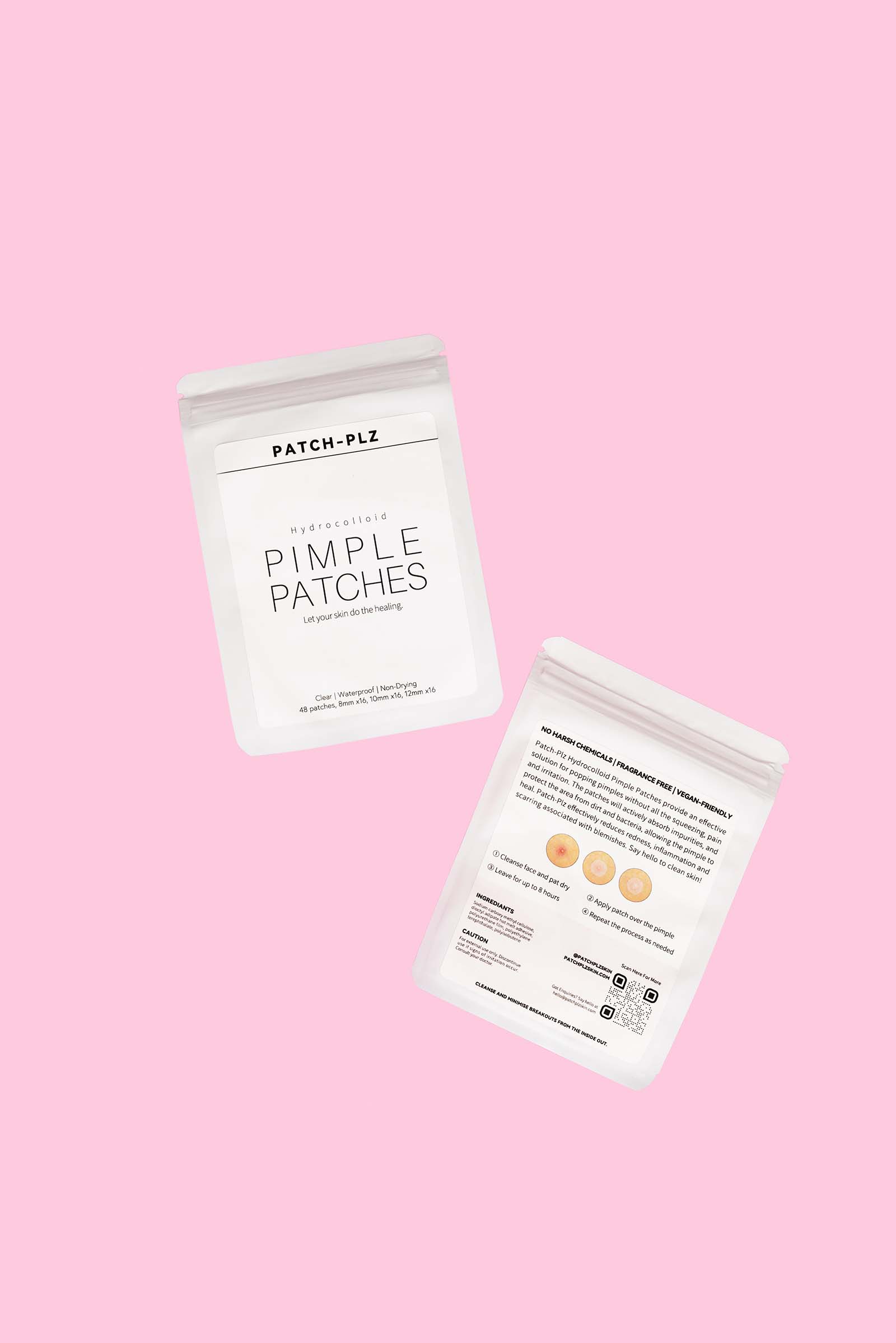 Pink product photography by Colourop Studio showcases Patch Plz's pimple-fighting patches