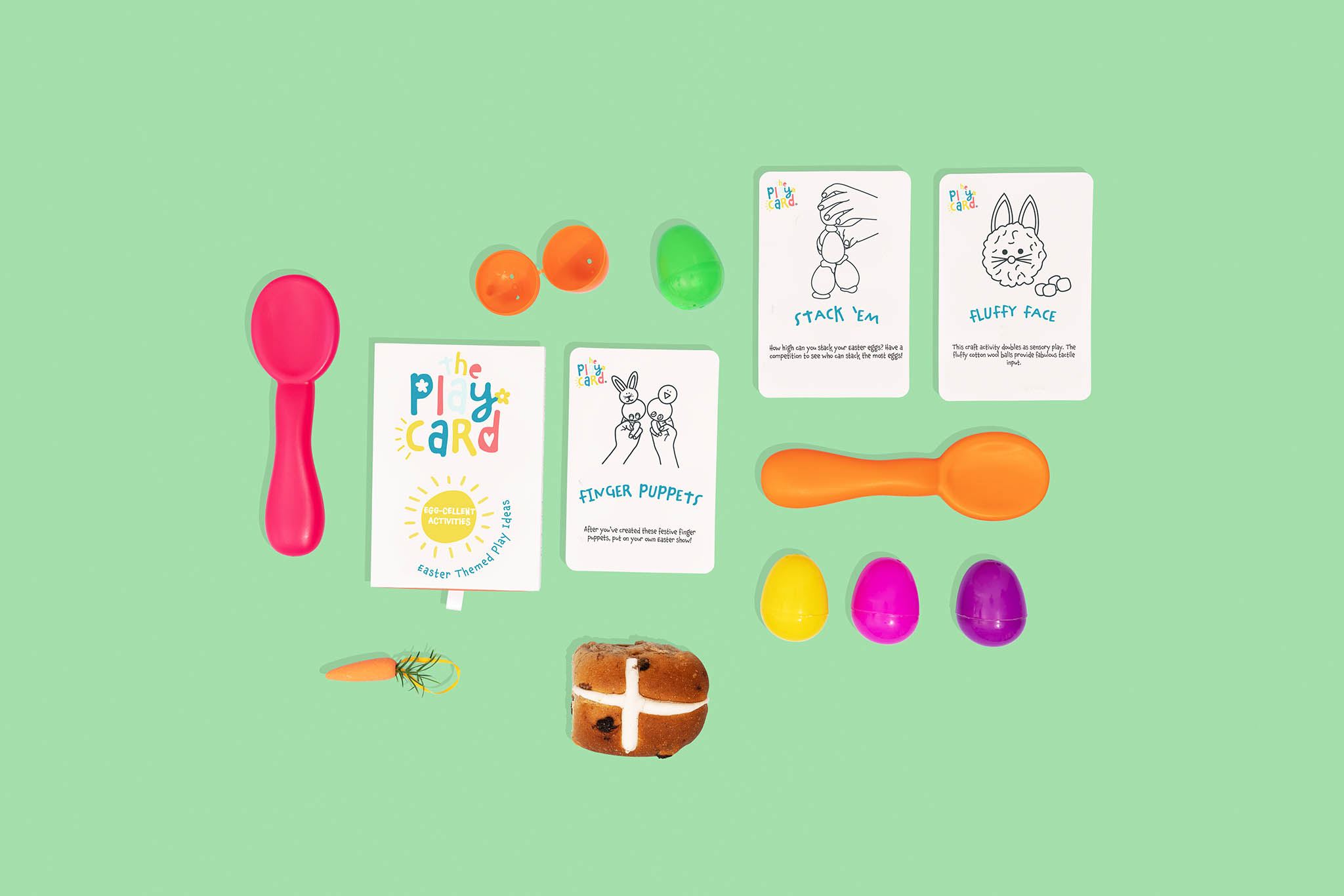 Easter product photography flatay for Play cards. Styled themed photo by Colourpop Studio 