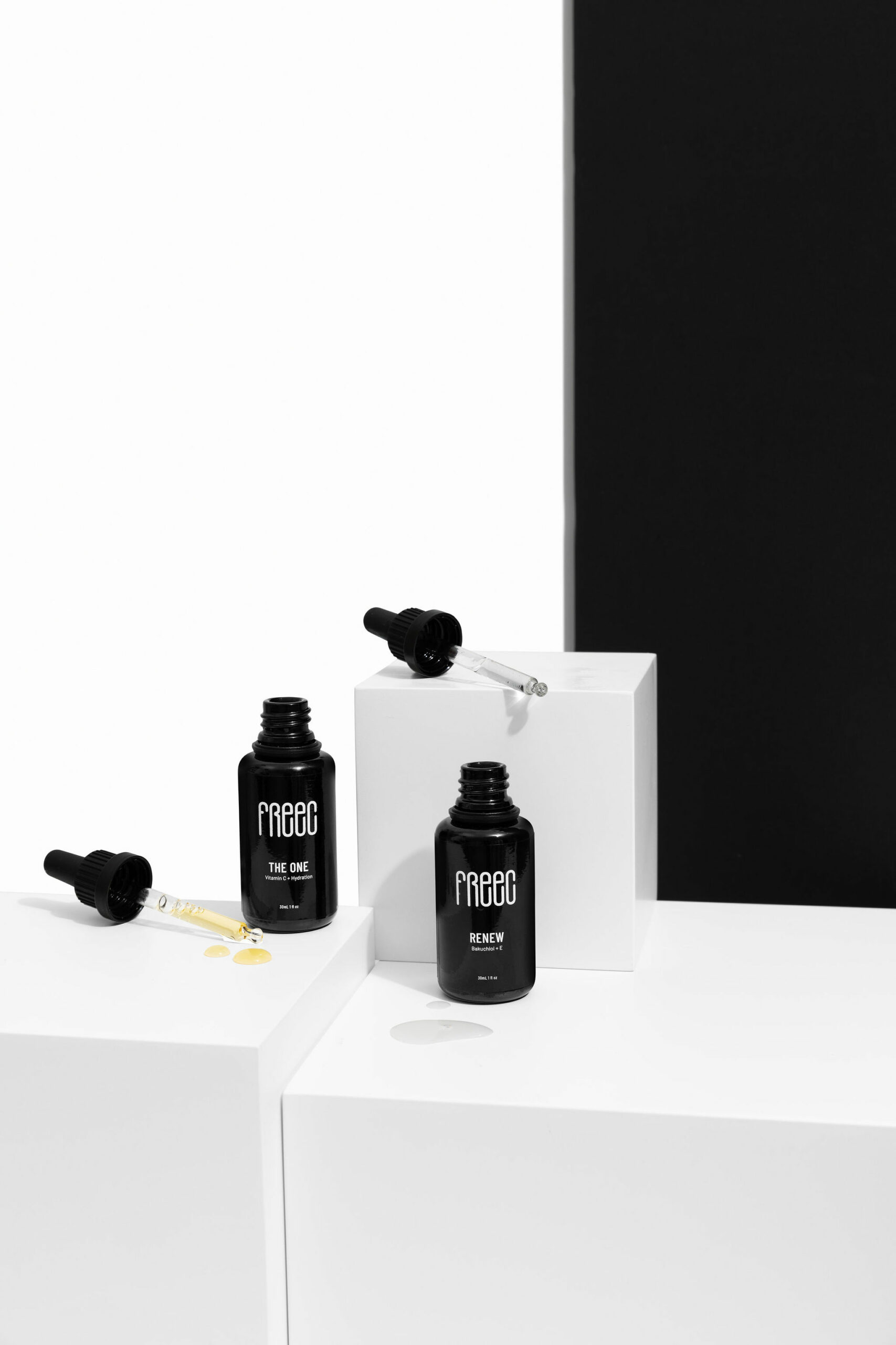 Styled White e-commerce photo for Australian Skincare Brand Freec. Styled Product stills by Colourpop Studio